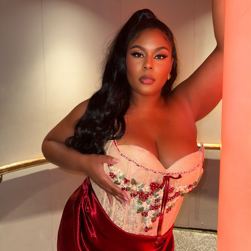 Embellished Corset Red Satin Dress